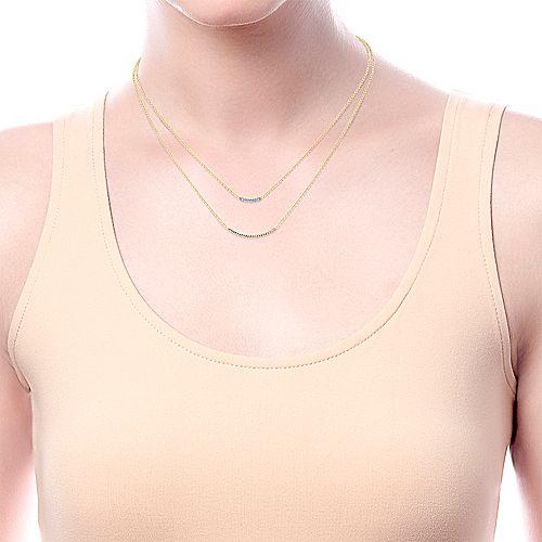 Layered Twisted Gold Double Bar Necklace 14K Yellow Gold