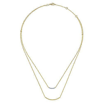 Layered Twisted Gold Double Bar Necklace 14K Yellow Gold