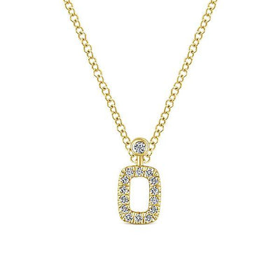 NECKLACES - 14K Yellow Gold Rectangular Open Halo Diamond Necklace