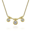 Triple Diamond Bezel Adjustable Necklace 14K Yellow Gold