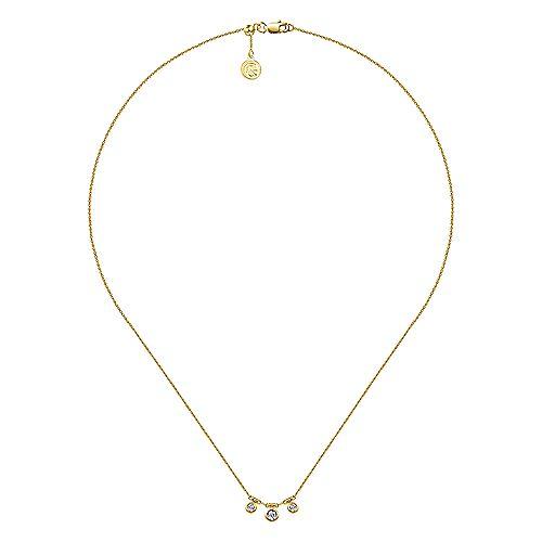 Triple Diamond Bezel Adjustable Necklace 14K Yellow Gold