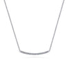 14K White Gold Curved .20cttw Diamond Bar Necklace with Pave Set Diamonds