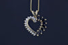 NECKLACES - Estate 14K Yellow Gold Sapphire And Diamond Heart Necklace