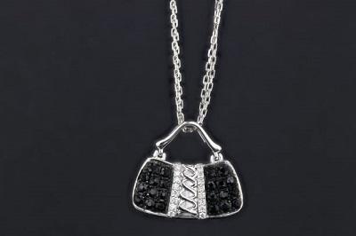 NECKLACES - Estate 18K White Gold Diamond & Blue Sapphire Mirabelle Purse Pendant