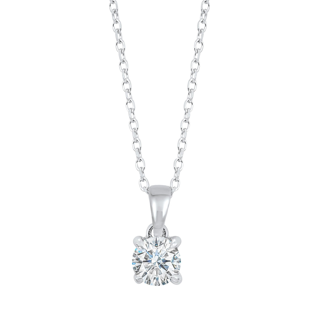 NECKLACES - Round Solitaire .25 Cttw Diamond 18" Necklace  14k White Gold