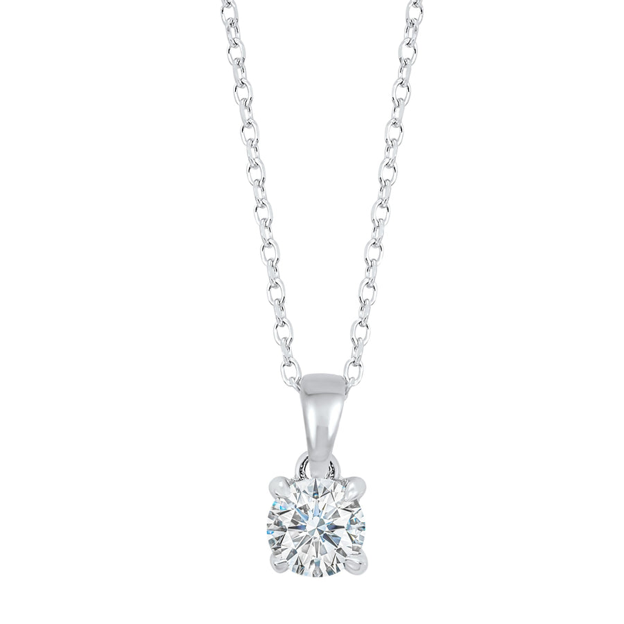 NECKLACES - Round Solitaire .25 Cttw Diamond 18" Necklace  14k White Gold