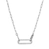 NECKLACES - Sterling Silver 17" Necklace Made With Paperclip Chain & CZ Link In Center