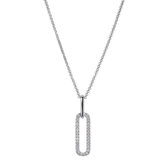 NECKLACES - Sterling Silver 17" Necklace With CZ Link Pendant