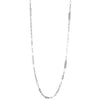 NECKLACES - Sterling Silver 36" Station Necklace Made With Paperclip Chain & 6 Double Sided CZ Bars