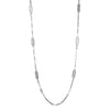 NECKLACES - Sterling Silver 36" Station Necklace Made With Paperclip Chain & 8 Pieces Doubleside CZ Links