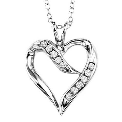 Sterling Silver and Diamond Heart Shaped Necklace