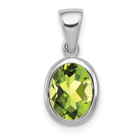 NECKLACES - Sterling Silver Bezel Set Peridot Pendant Necklace
