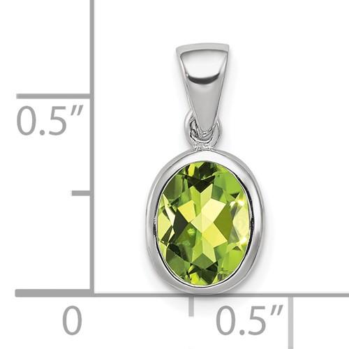 NECKLACES - Sterling Silver Bezel Set Peridot Pendant Necklace
