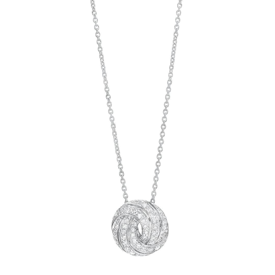 NECKLACES - Sterling Silver Circle Crystal Pendant Necklace