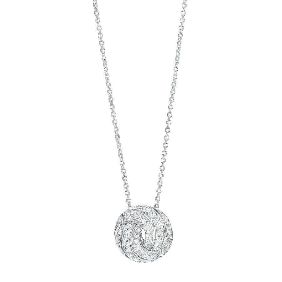 NECKLACES - Sterling Silver Circle Crystal Pendant Necklace