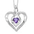 Sterling Silver Created Amethyst and Diamond Heart Shaped Necklace