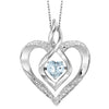 Sterling Silver Created Aquamarine and Diamond Heart Shaped Necklace