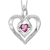 NECKLACES - Sterling Silver Created Pink Tourmaline And Diamond Heart Shaped Necklace