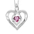 Sterling Silver Created Pink Tourmaline and Diamond Heart Shaped Necklace