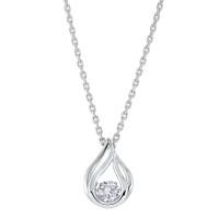 NECKLACES - Sterling Silver CZ Rhythm Of Love Pear Shape Pendant Necklace