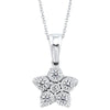 NECKLACES - Sterling Silver Floral Star Necklace With Diamond Accents