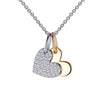 Sterling Silver Pave Double Heart Simulated Diamond Necklace