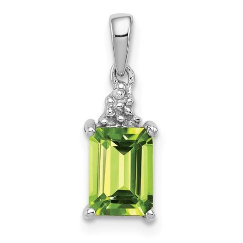 NECKLACES - Sterling Silver Peridot & .003cttw Diamond Pendant Necklace