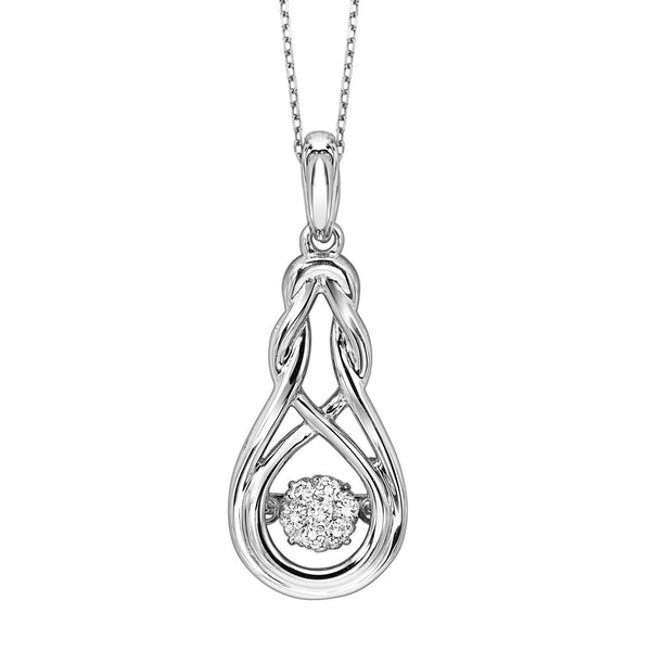 Dancing Diamond Pendant Necklace 14K White Gold