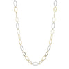NECKLACES - Sterling Silver Two-tone 17" Necklace Made With Marquise Chain & 7 Double Sided CZ Link Stations