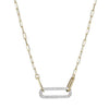 NECKLACES - Sterling Silver Two-tone 17" Necklace Made With Paperclip Chain & A CZ Link In Center