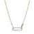 2-tone Paperclip Chain 2mm Necklace With CZ Link In Center