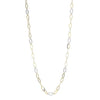 NECKLACES - Sterling Silver Two-tone 28" Necklace Made With Marquise Chain & 7 Double Sided CZ Link Stations