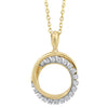 2-Tone Circle Pendant Diamond Necklace 1/10 Cttw 10K Gold