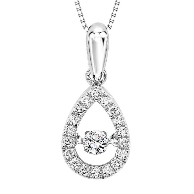 RHYTHM OF LOVE - 10K Rhythm Of Love 1/5cttw Diamond Teardrop Halo Necklace