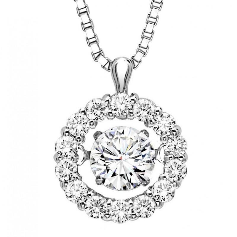 RHYTHM OF LOVE - 14K Rhythm Of Love 1/2cttw Classic Diamond Halo Necklace