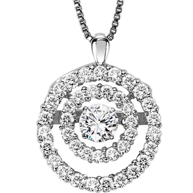 RHYTHM OF LOVE - 14K Rhythm Of Love 3/8cttw Double Halo Diamond Necklace