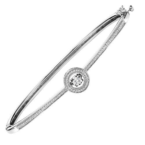 RHYTHM OF LOVE - Sterling Silver 1/4cttw Diamond Halo Rhythm Of Love Bangle Bracelet