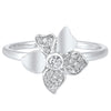 RINGS - 10K White Gold 1/7cttw Diamond Flower Ring.
