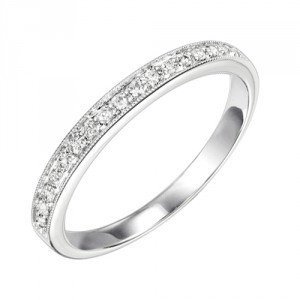 Bead Set Diamond Stackable Ring .12 Cttw 10K White Gold