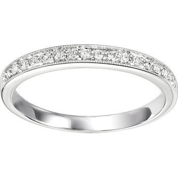 RINGS - 10K White Gold .12cttw Bead Set Diamond Stackable Ring