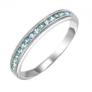 RINGS - 10k White Gold Aquamarine Channel Set Birthstone Ring