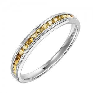 RINGS - 10k White Gold Citrine Channel Set Birthstone Ring