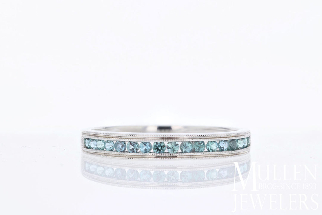 Alexandrite Channel Set Birthstone Ring 10K White Gold