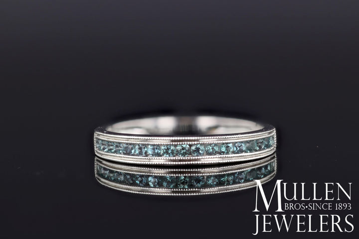 Alexandrite Channel Set Birthstone Ring 10K White Gold