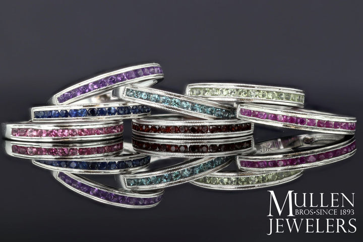 Alexandrite Channel Set Birthstone Ring 10K White Gold