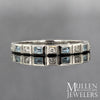 RINGS - 10k White Gold Diamond And Emerald Cut Blue Topaz Birthstone Ring
