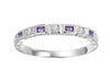 RINGS - 10k White Gold Diamond And Emerald Cut Created Alexandrite Channel Set Birthstone Ring