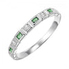 RINGS - 10k White Gold Diamond And Emerald Cut Emerald Birthstone Ring