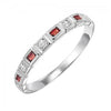 RINGS - 10k White Gold Diamond And Emerald Cut Garnet Birthstone Ring