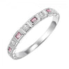 RINGS - 10k White Gold Diamond And Emerald Cut Pink Tourmaline Birthstone Ring